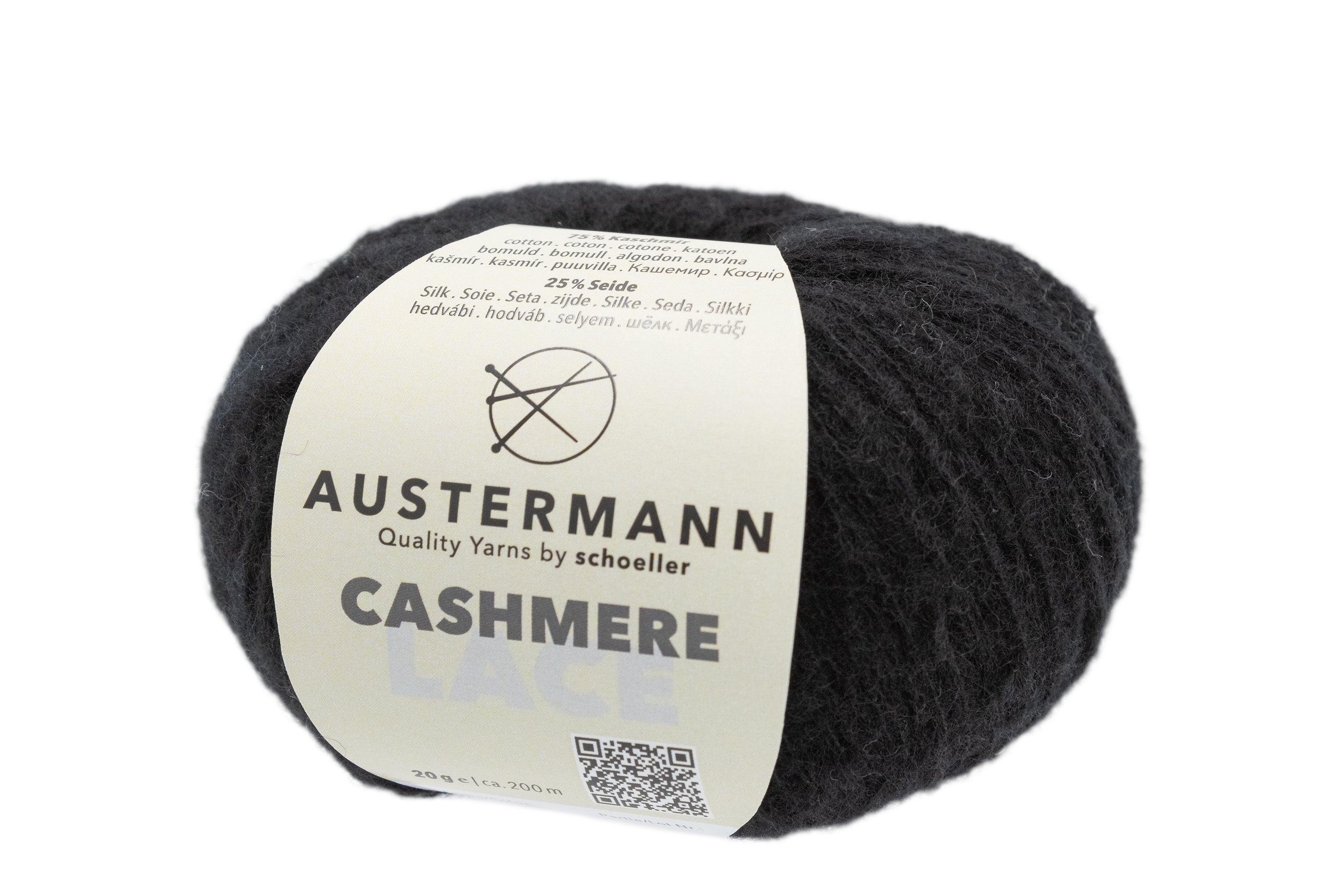 Cashmere Lace Garn | 200m/20g | Farbe: 13 - schwarz