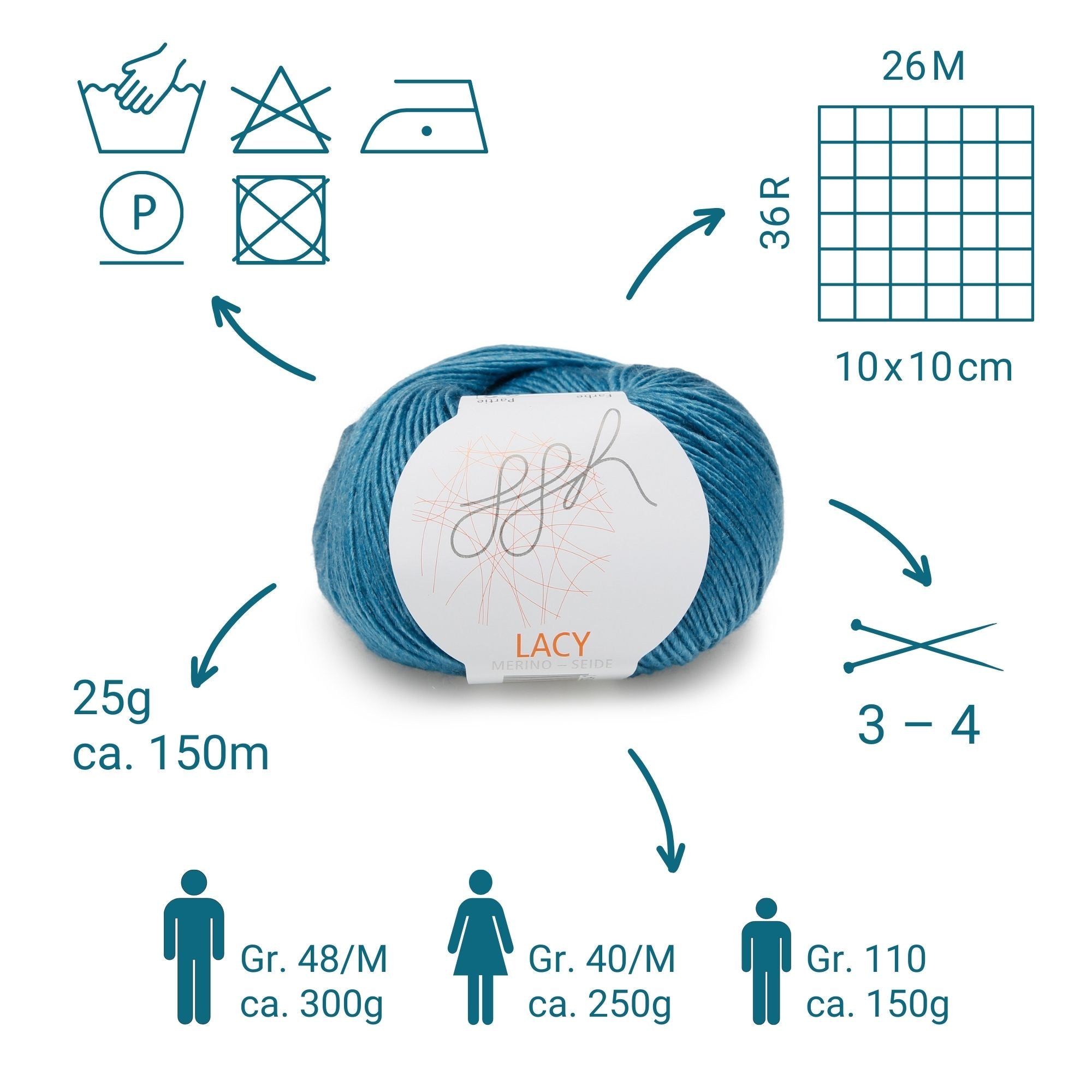 GGH Lacy | Merinowolle mit Seide | 25g - 170m | 022 - Türkis