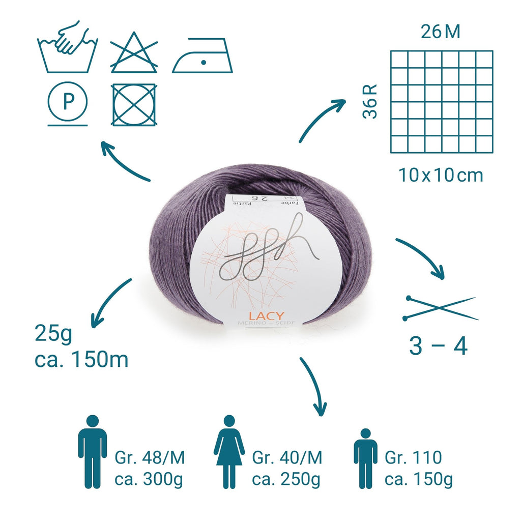 GGH Lacy | Merinowolle mit Seide | 25g - 170m | 024 - Mauve