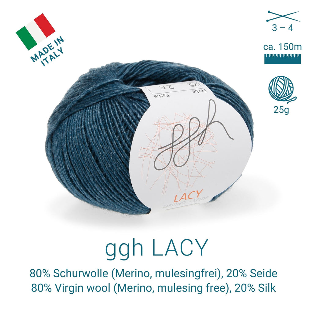 GGH Lacy | Merinowolle mit Seide | 25g - 170m | 025 - Petrol