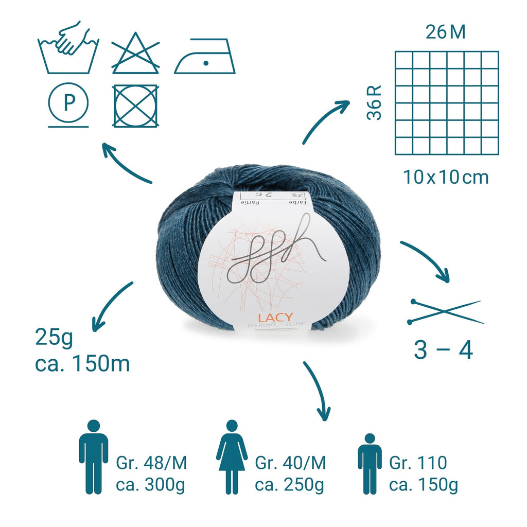 GGH Lacy | Merinowolle mit Seide | 25g - 170m | 025 - Petrol