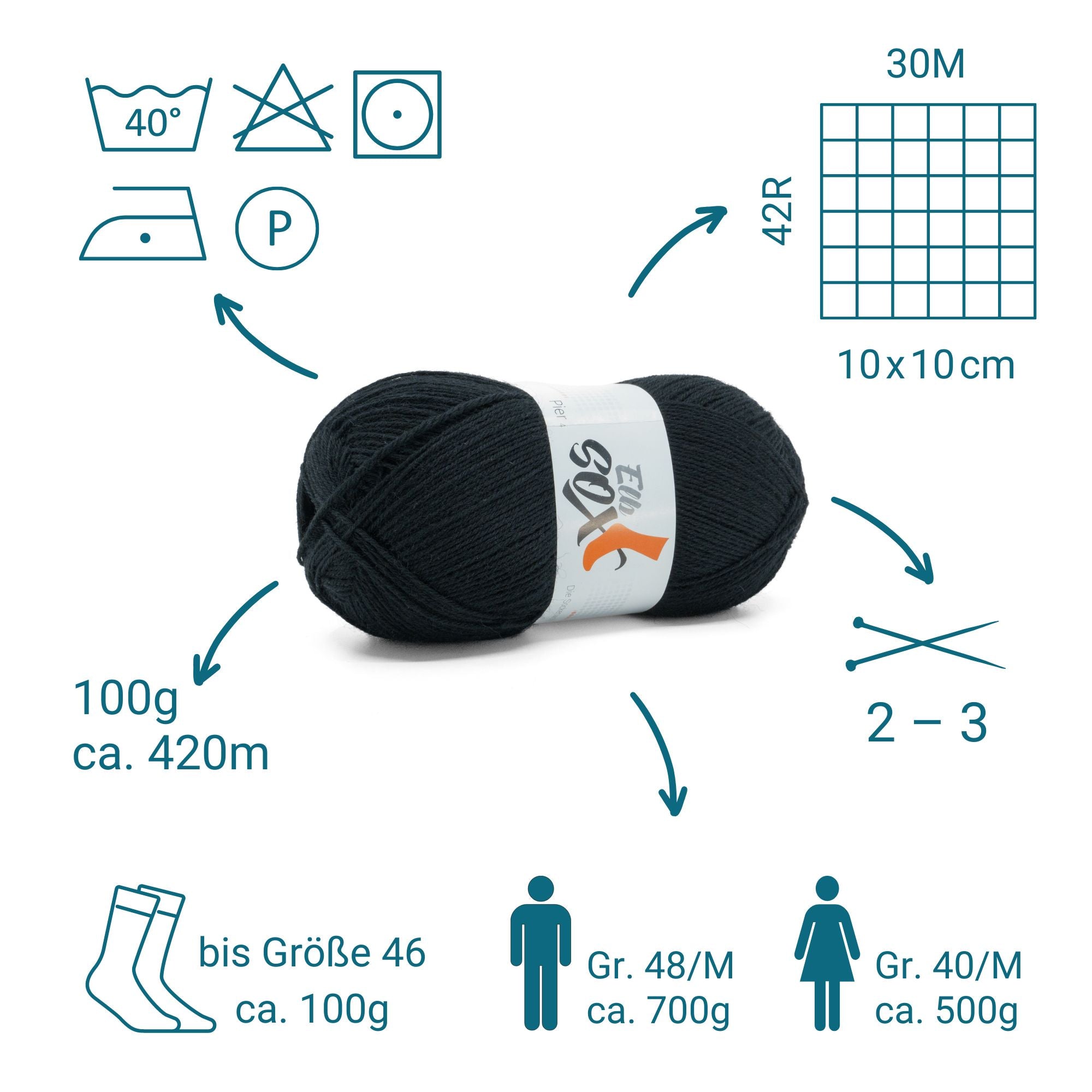 ElbSox Pier 4 | 100g Sockenwolle | 001 - Ankerschwarz - Rebecca - Online.de