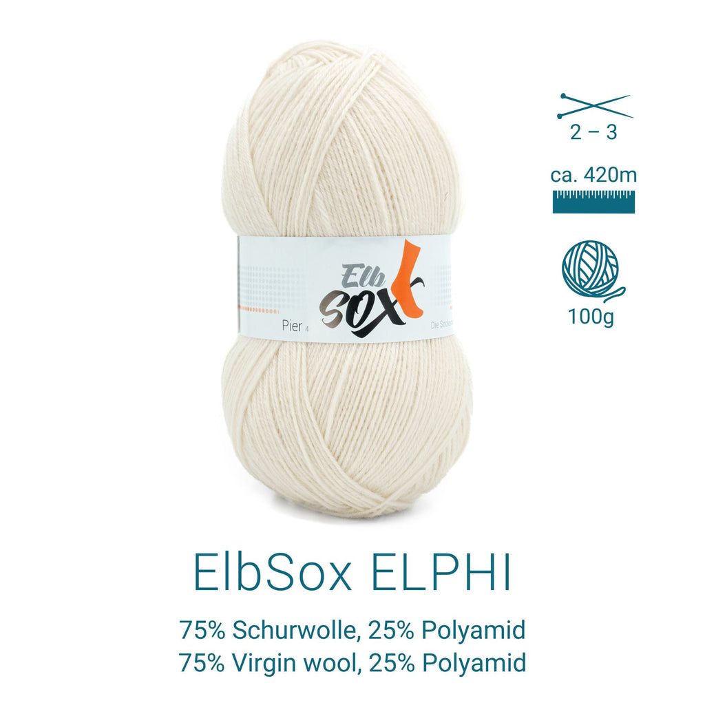 ElbSox Pier 4 | 100g Sockenwolle | 002 - Muschelweiß - Rebecca - Online.de