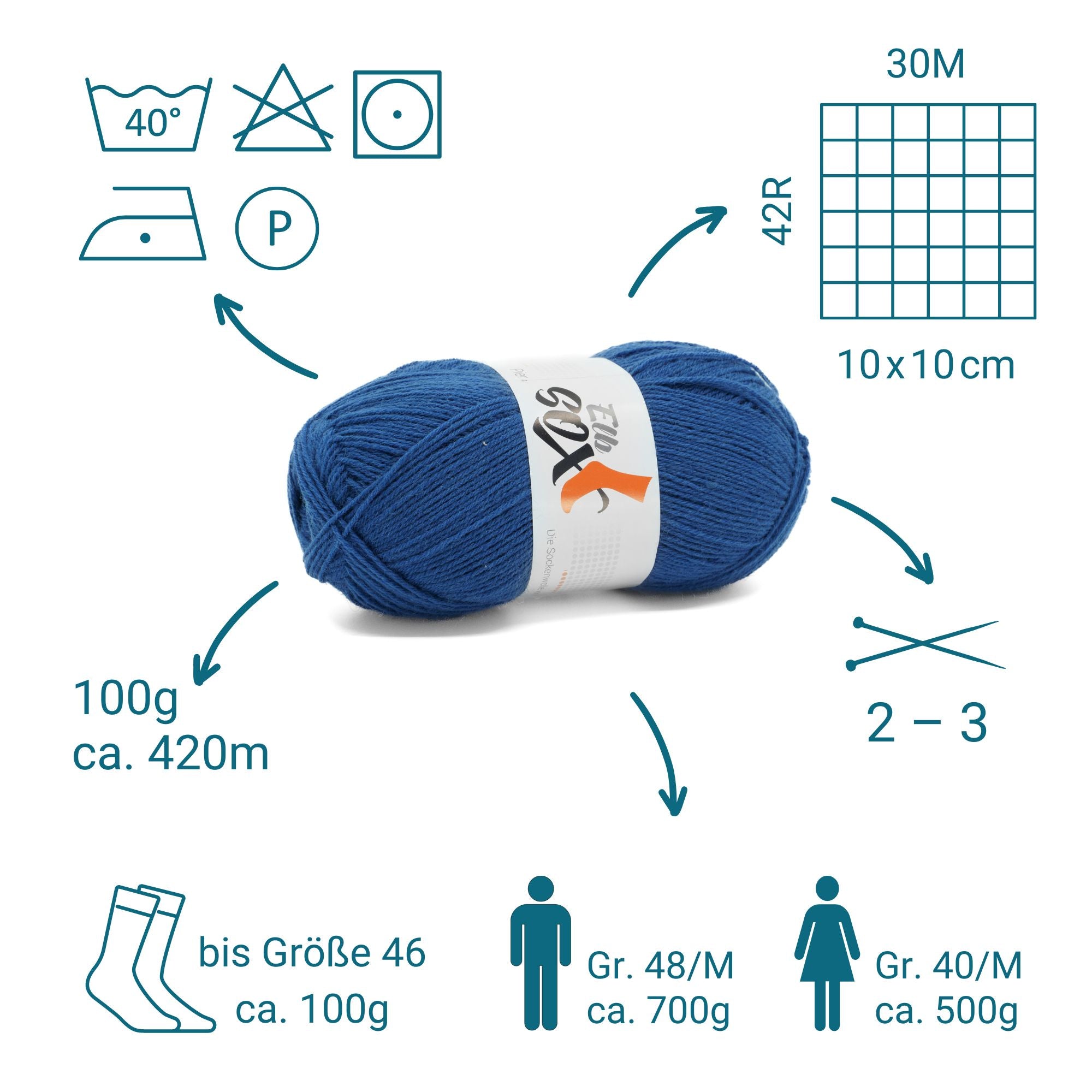 ElbSox Pier 4 | 100g Sockenwolle | 003 - Tiefseeblau - Rebecca - Online.de