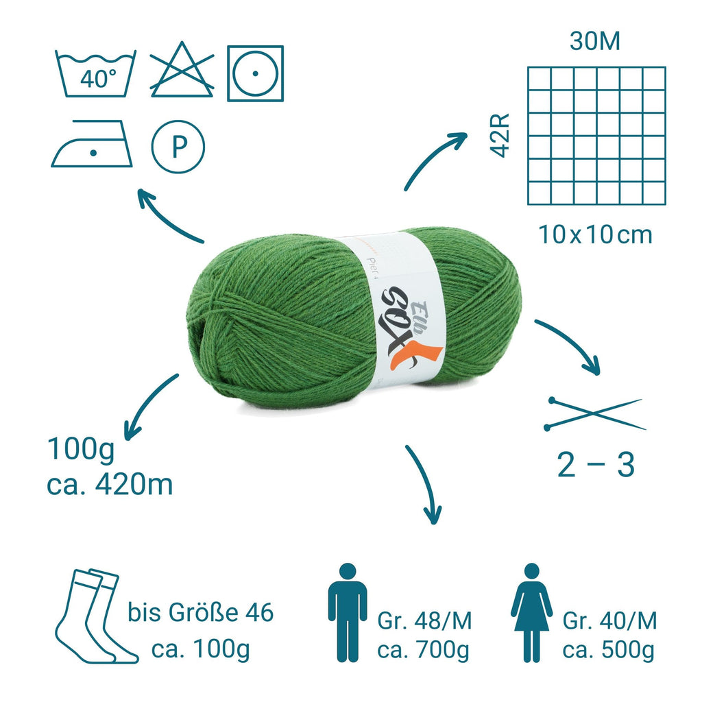 ElbSox Pier 4 | 100g Sockenwolle | 004 - Meeresgrün - Rebecca - Online.de
