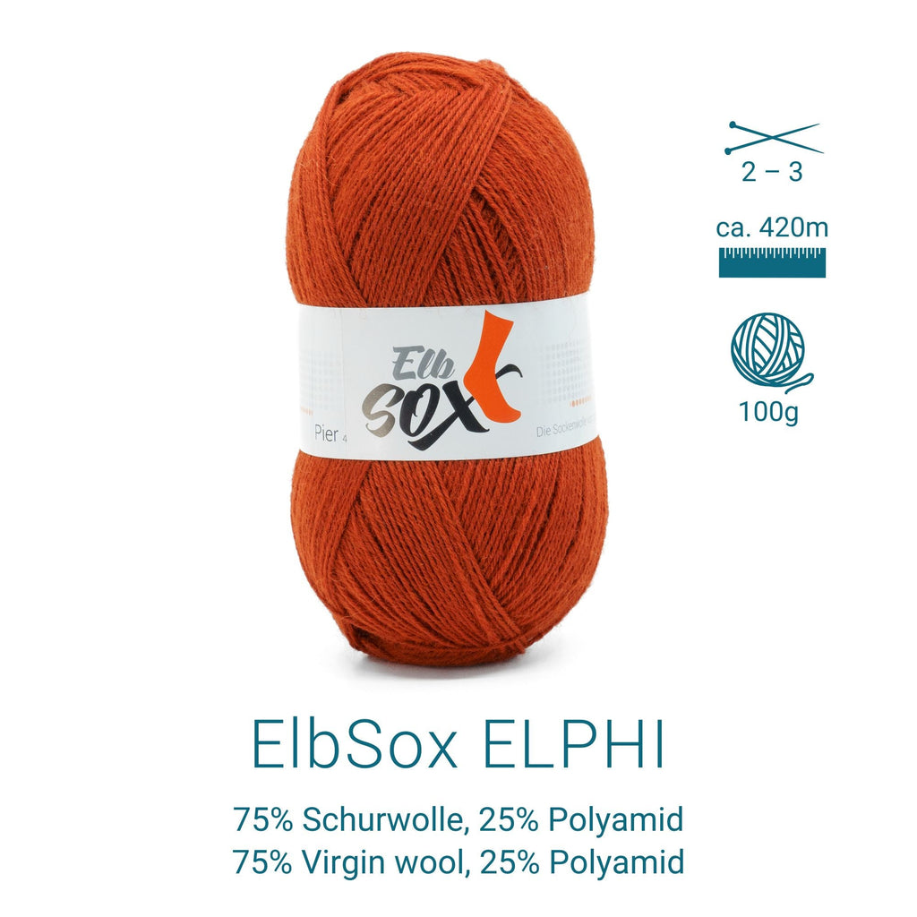 ElbSox Pier 4 | 100g Sockenwolle | 006 - Rostorange - Rebecca - Online.de