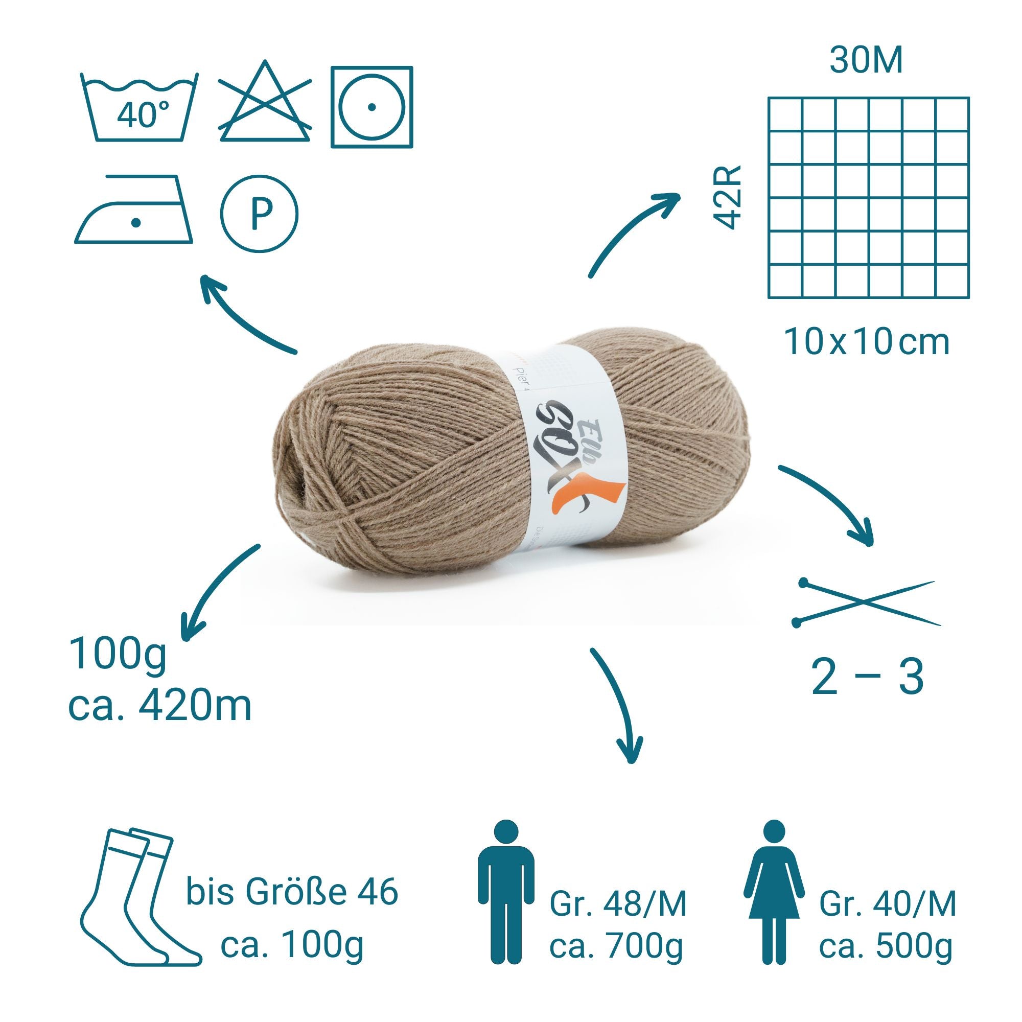 ElbSox Pier 4 | 100g Sockenwolle | 007 - Sandbeige - Rebecca - Online.de