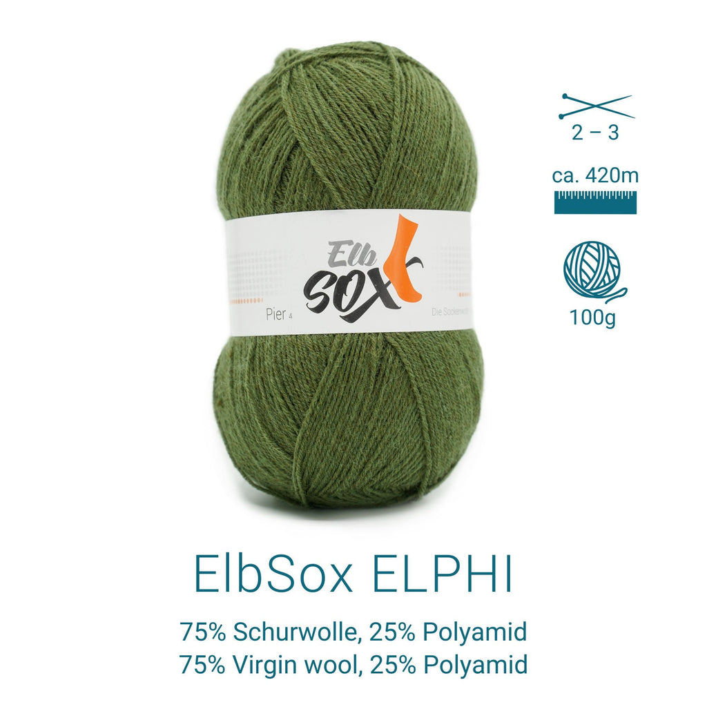 ElbSox Pier 4 | 100g Sockenwolle | 008 - Seetanggrün - Rebecca - Online.de