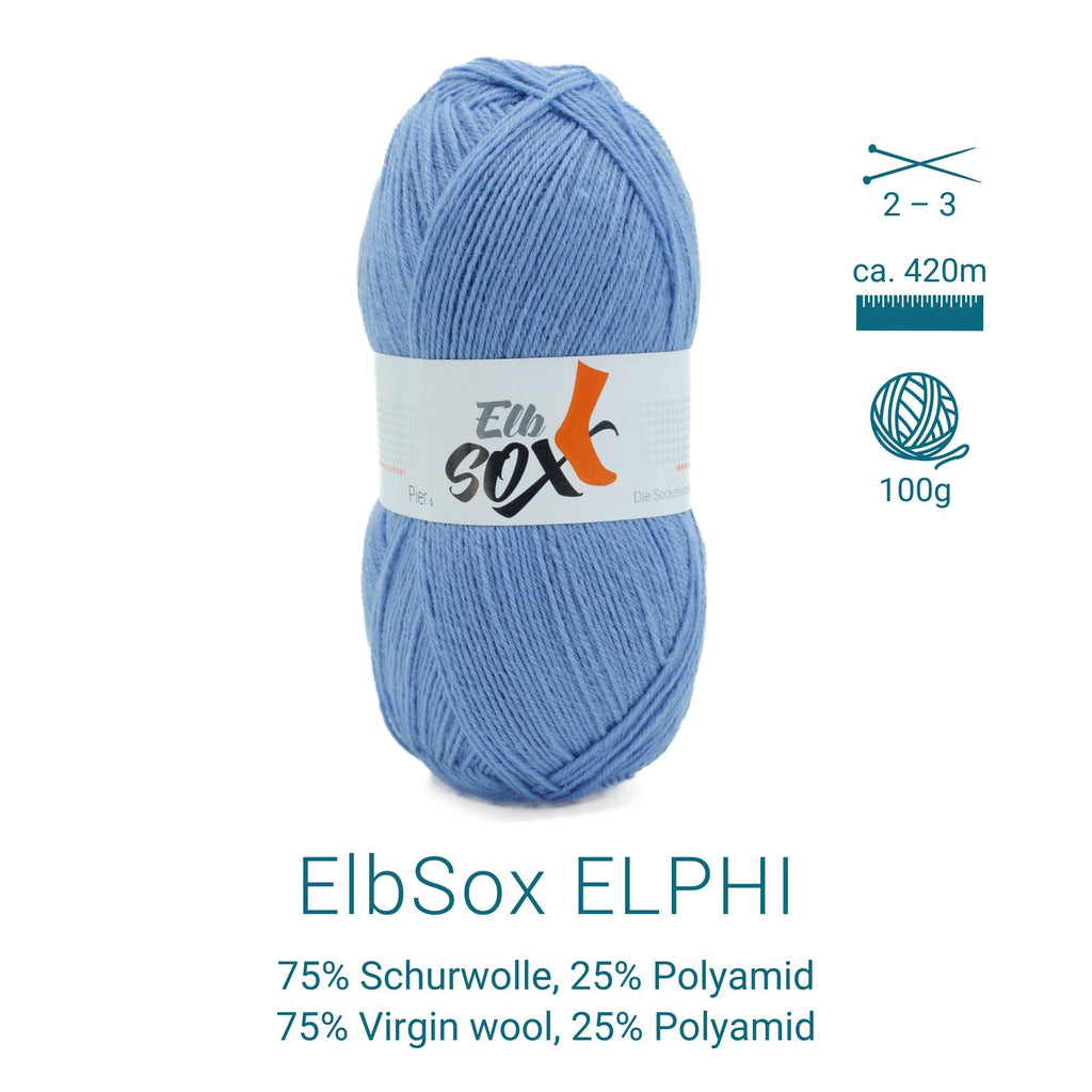 ElbSox Pier 4 | 100g Sockenwolle | 009 - Himmelblau - Rebecca - Online.de