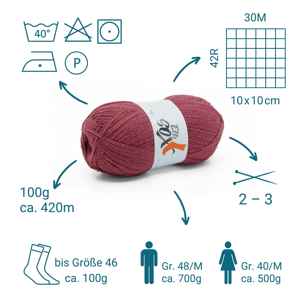 ElbSox Pier 4 | 100g Sockenwolle | 010 - Morgenröte - Rebecca - Online.de