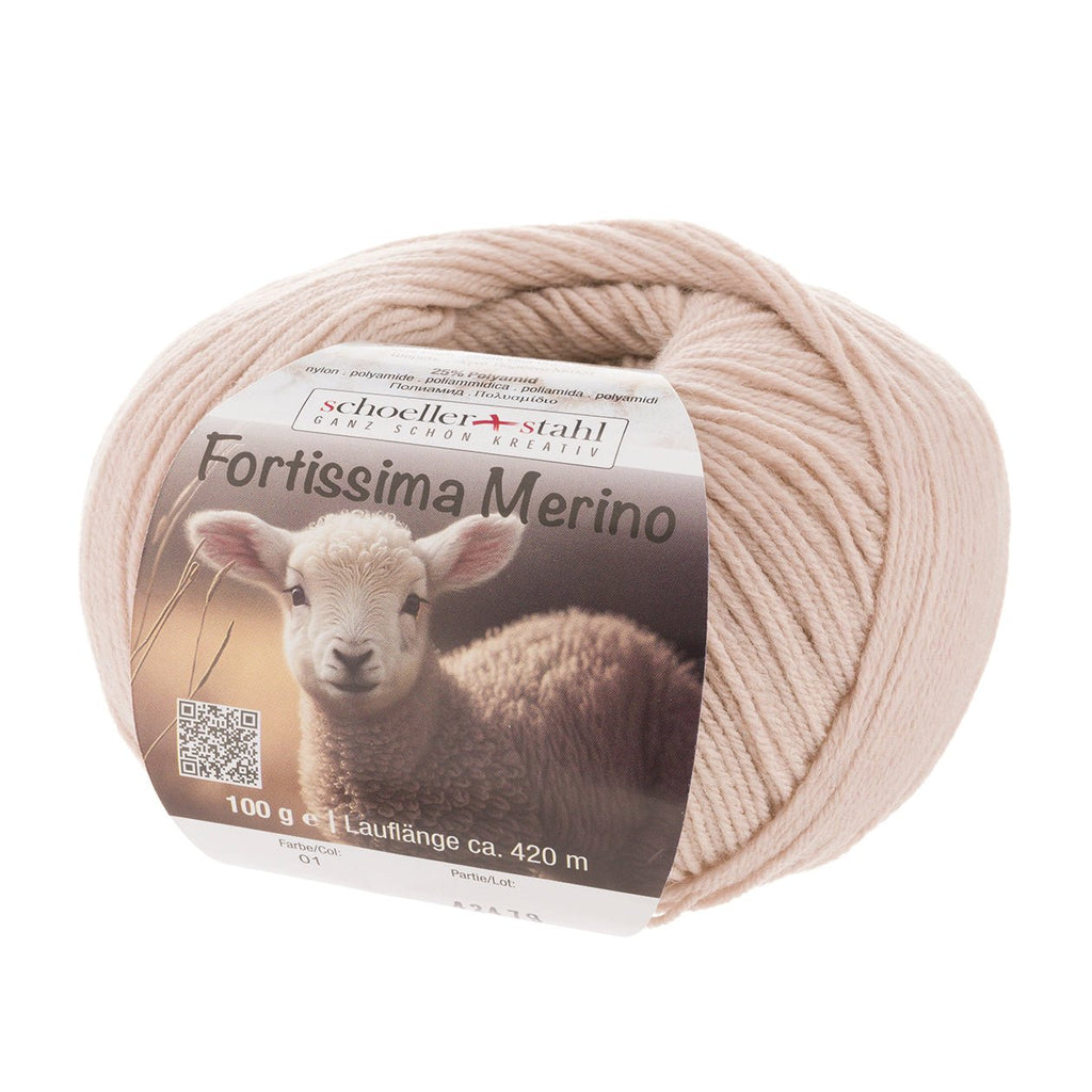 Fortissima 4 - fach Merino - Sockenwolle 100g | Farbe 01 - BEIGE - rebecca - online.de