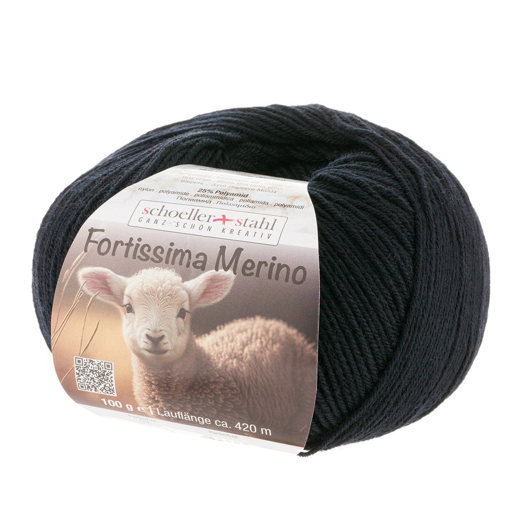 Fortissima 4 - fach Merino - Sockenwolle 100g | Farbe 02 - SCHWARZ - rebecca - online.de