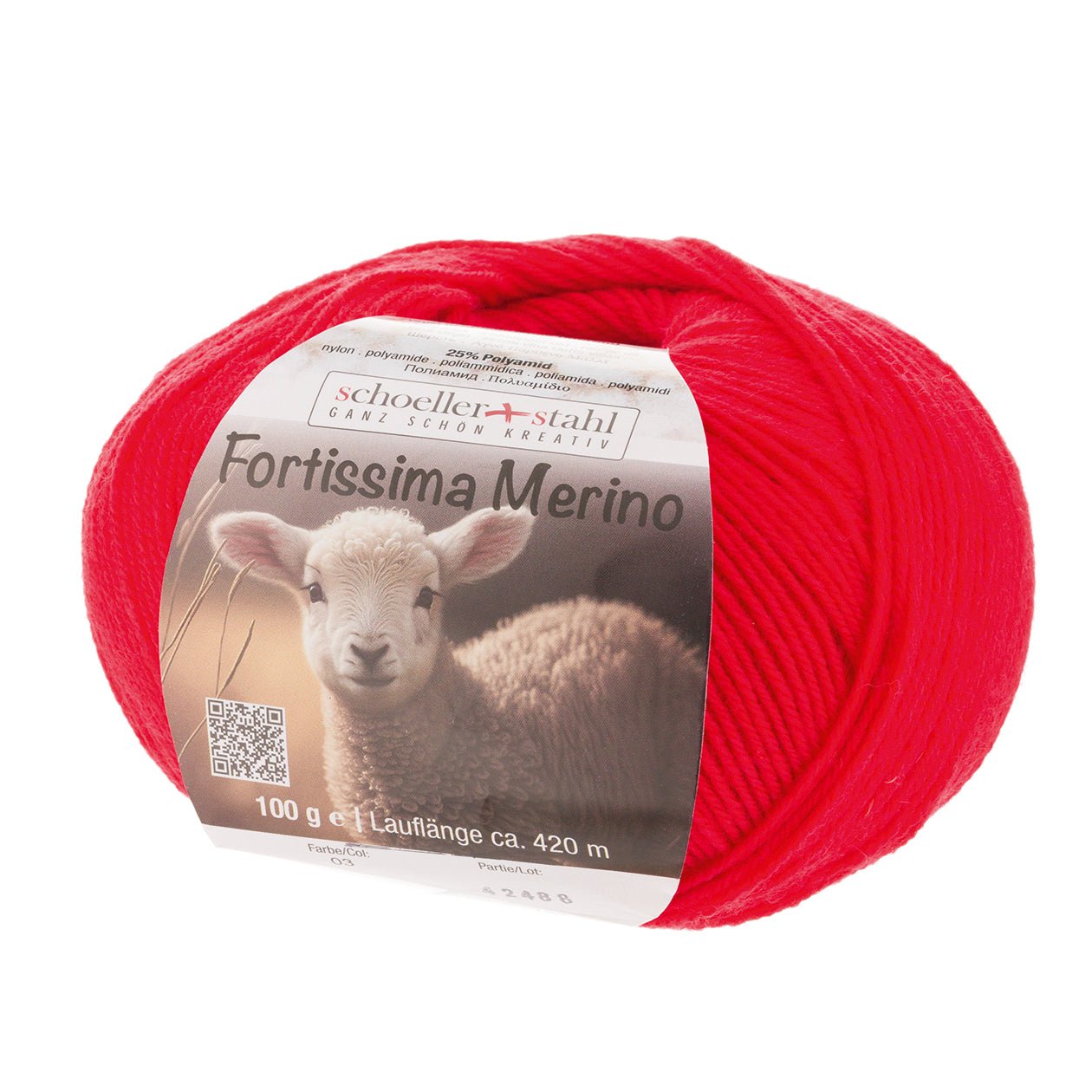Fortissima 4 - fach Merino - Sockenwolle 100g | Farbe 03 - KIRSCH - rebecca - online.de