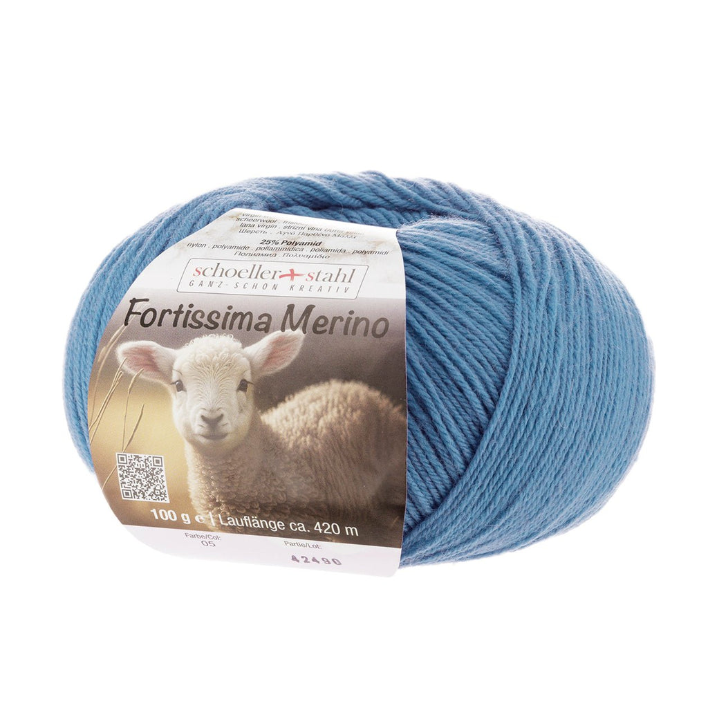 Fortissima 4 - fach Merino - Sockenwolle 100g | Farbe 05 - JEANS - rebecca - online.de