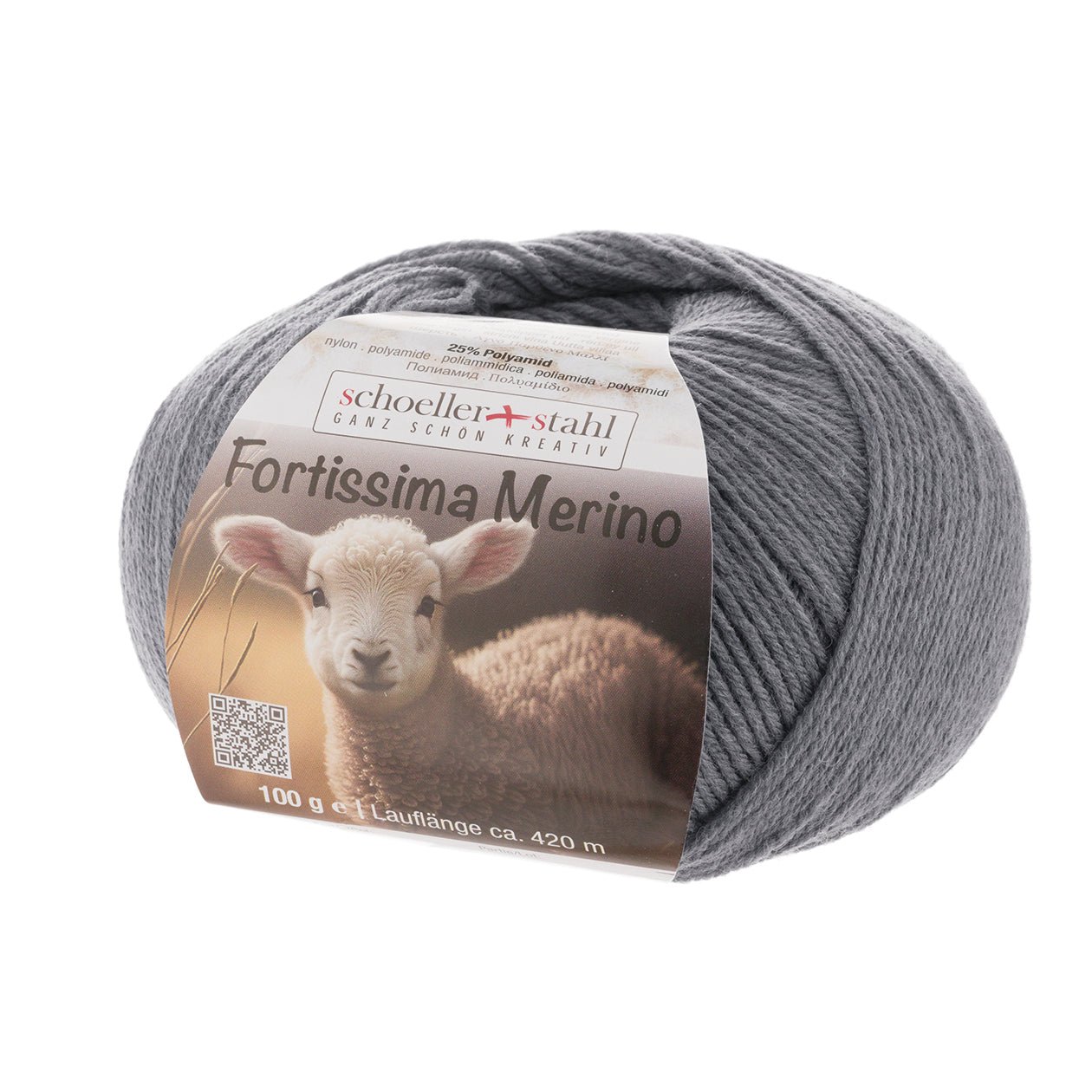 Fortissima 4 - fach Merino - Sockenwolle 100g | Farbe 06 - GRAU - rebecca - online.de