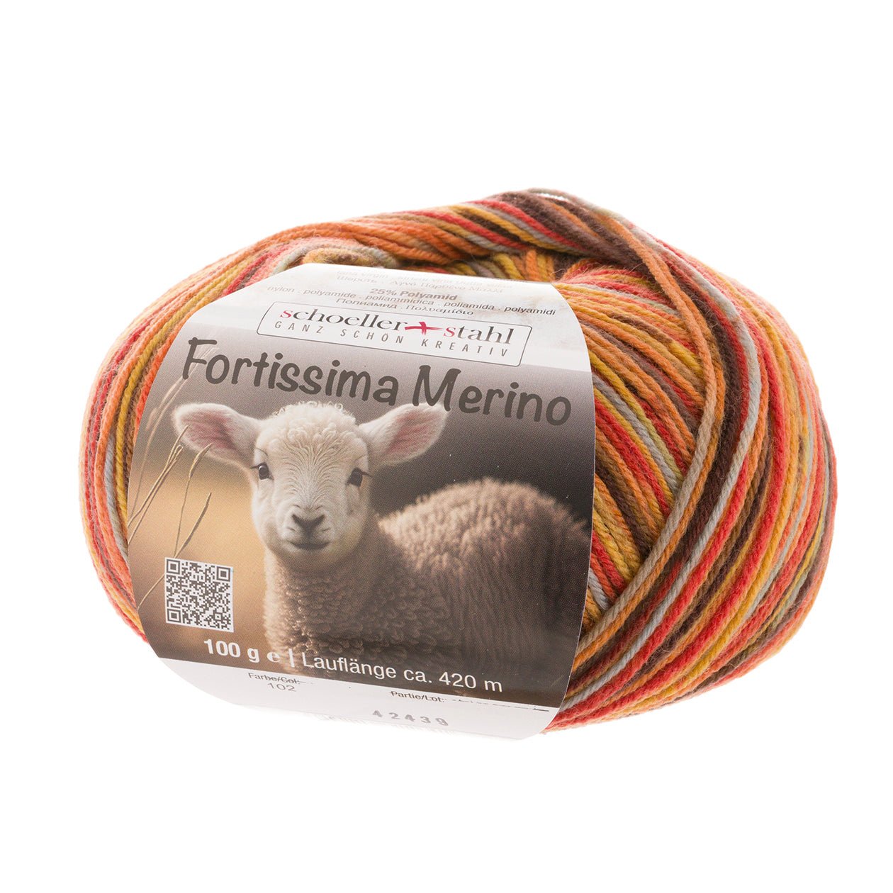 Fortissima 4 - fach Merino - Sockenwolle 100g | Farbe 102 - HERBST - rebecca - online.de