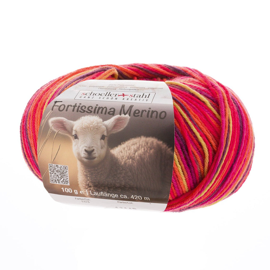 Fortissima 4 - fach Merino - Sockenwolle 100g | Farbe 103 - GLUT - rebecca - online.de