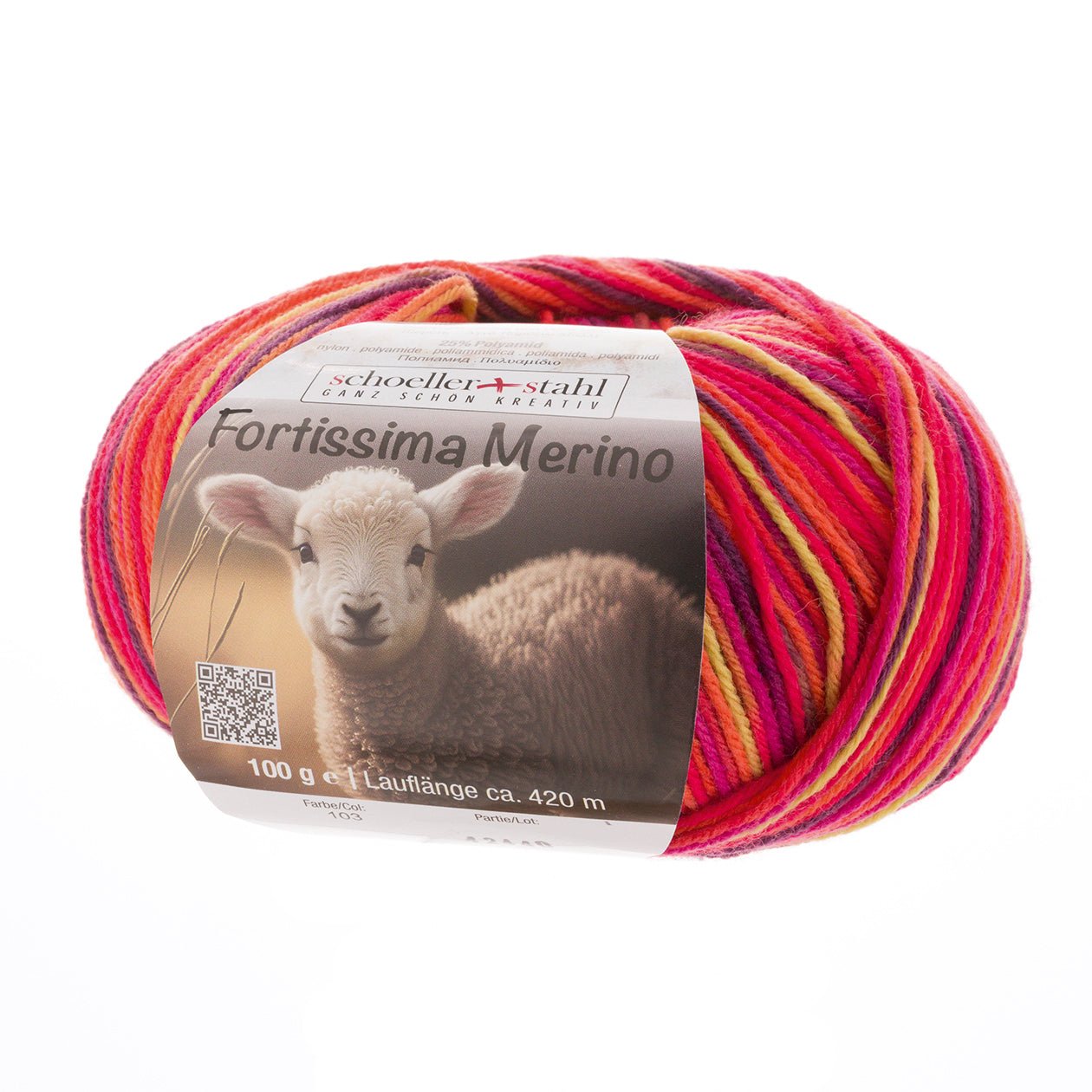 Fortissima 4 - fach Merino - Sockenwolle 100g | Farbe 103 - GLUT - rebecca - online.de