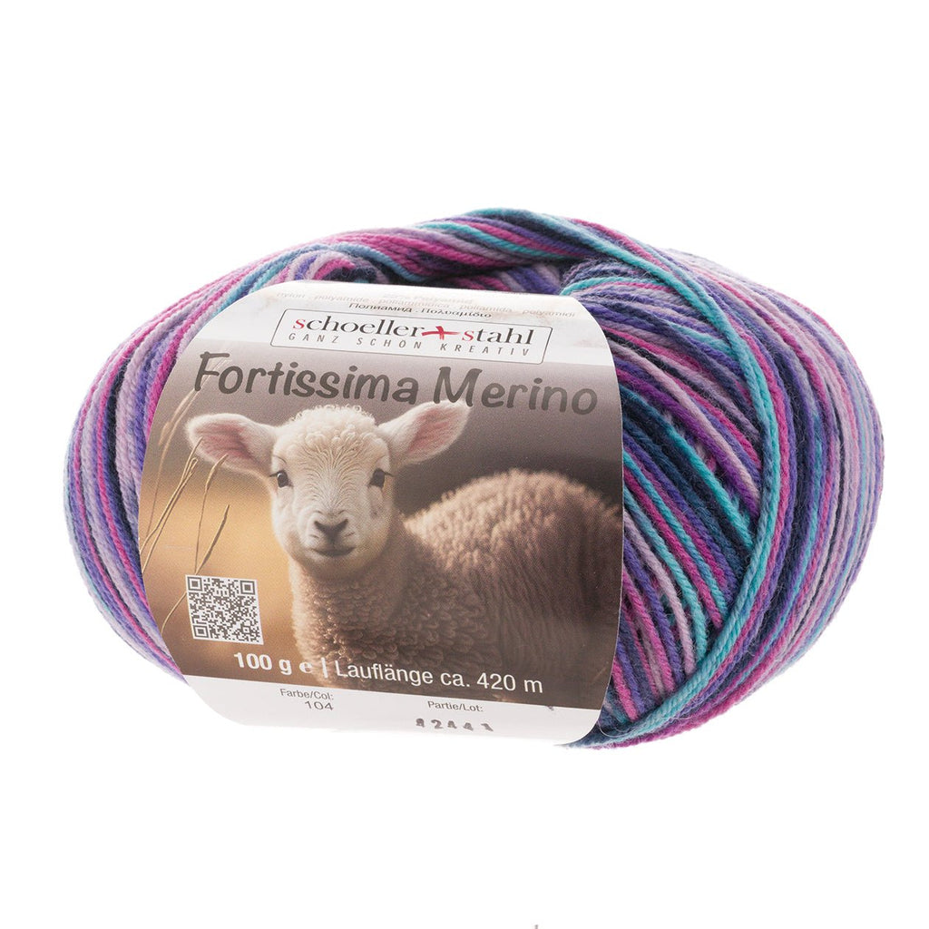 Fortissima 4 - fach Merino - Sockenwolle 100g | Farbe 104 - BERRY - rebecca - online.de