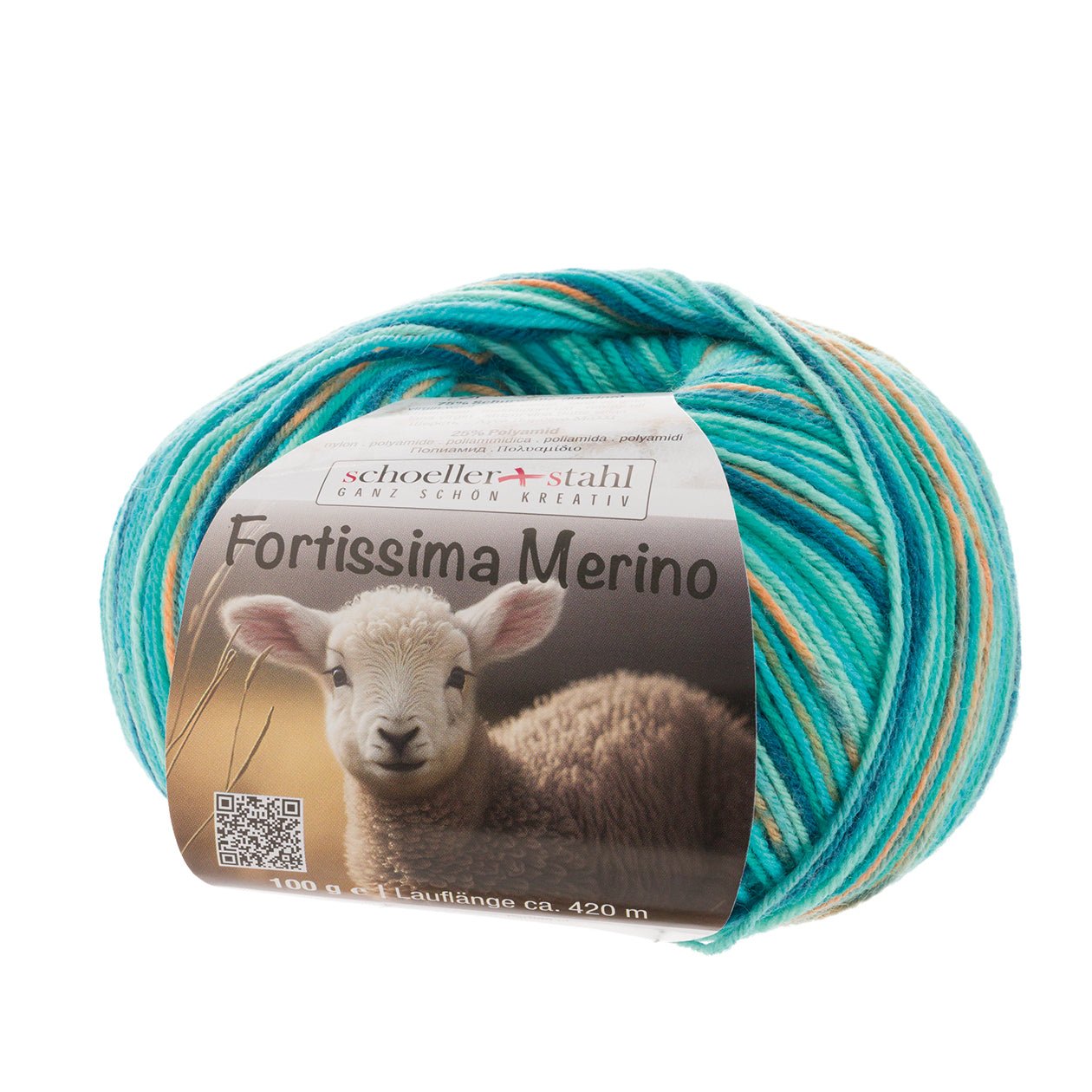 Fortissima 4 - fach Merino - Sockenwolle 100g | Farbe 105 - LAGUNE - rebecca - online.de