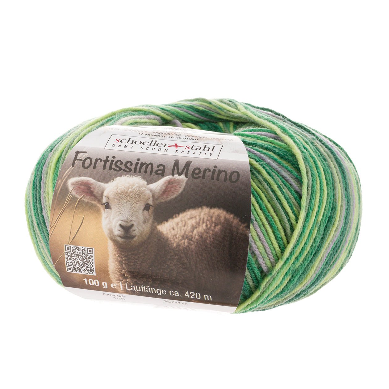 Fortissima 4 - fach Merino - Sockenwolle 100g | Farbe 106 - LAUB - rebecca - online.de