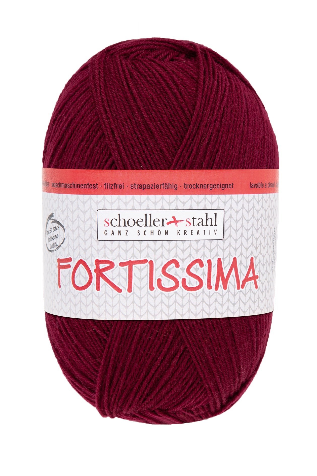 Fortissima 4 - fach Uni - Sockenwolle 100g | Farbe 2011 - RUBIN - rebecca - online.de