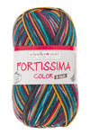 Fortissima 6 - fach bunte Sockenwolle 150g | Farbe 161 - PETROL - BUNT - rebecca - online.de