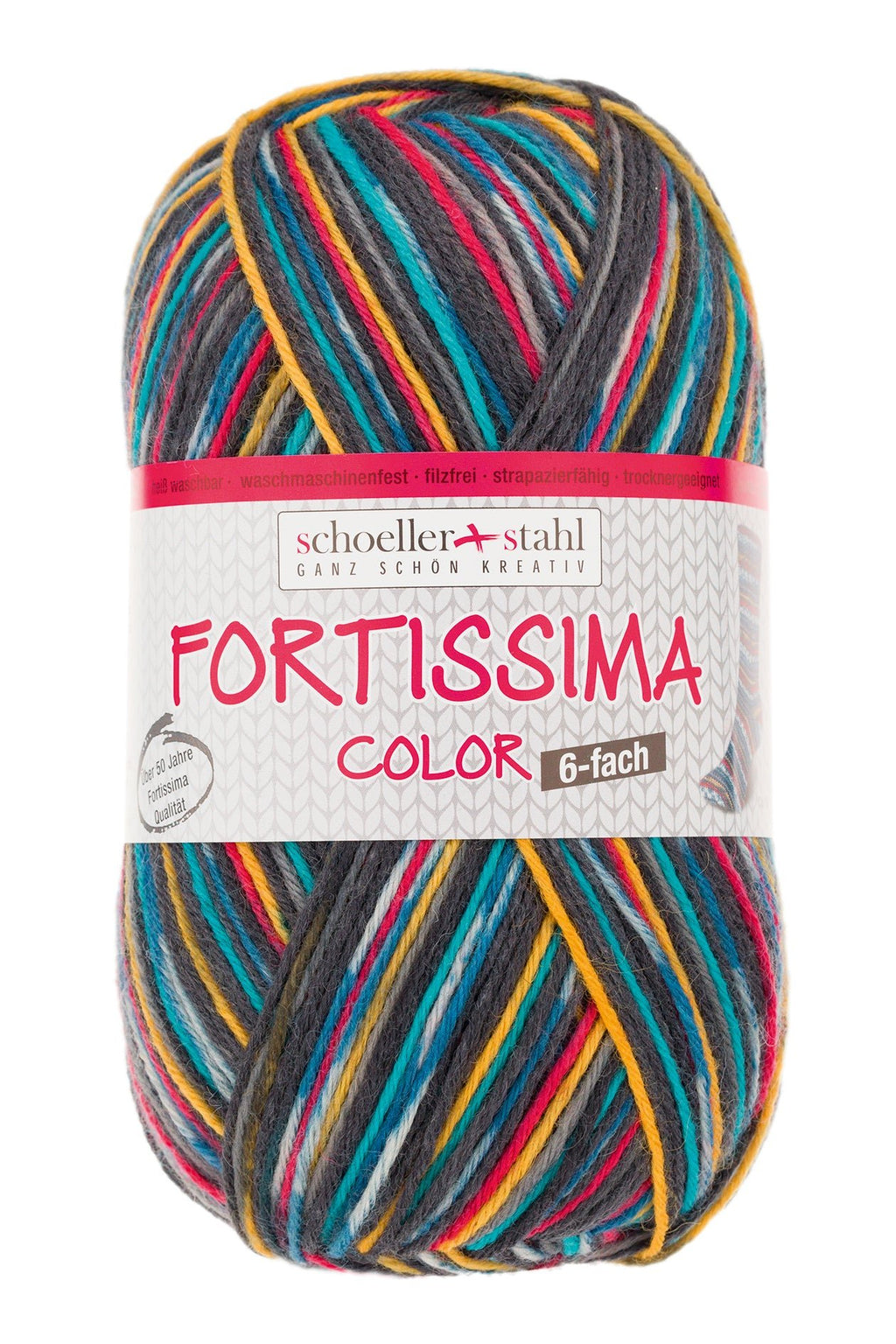 Fortissima 6 - fach bunte Sockenwolle 150g | Farbe 161 - PETROL - BUNT - rebecca - online.de