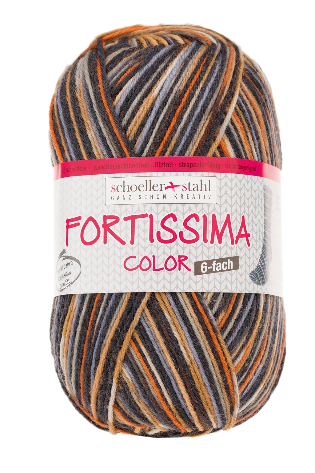 Fortissima 6 - fach bunte Sockenwolle 150g | Farbe 162 - BRAUN - BUNT - rebecca - online.de