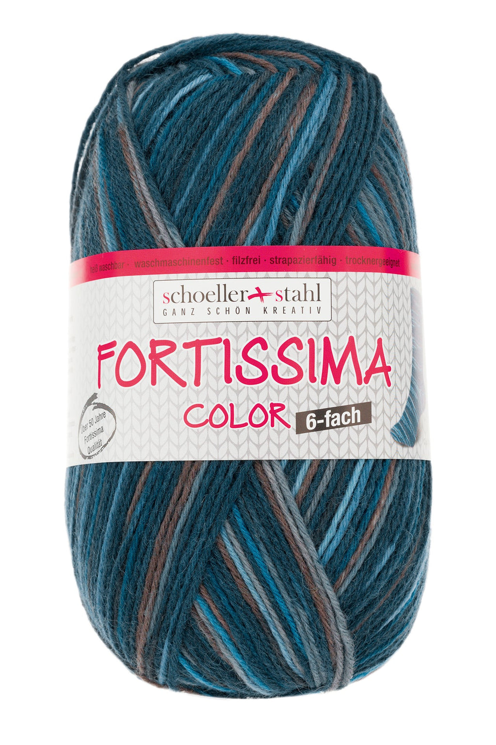 Fortissima 6 - fach bunte Sockenwolle 150g | Farbe 164 - TIEFSEE - rebecca - online.de