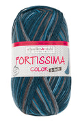 Fortissima 6 - fach bunte Sockenwolle 150g | Farbe 164 - TIEFSEE - rebecca - online.de