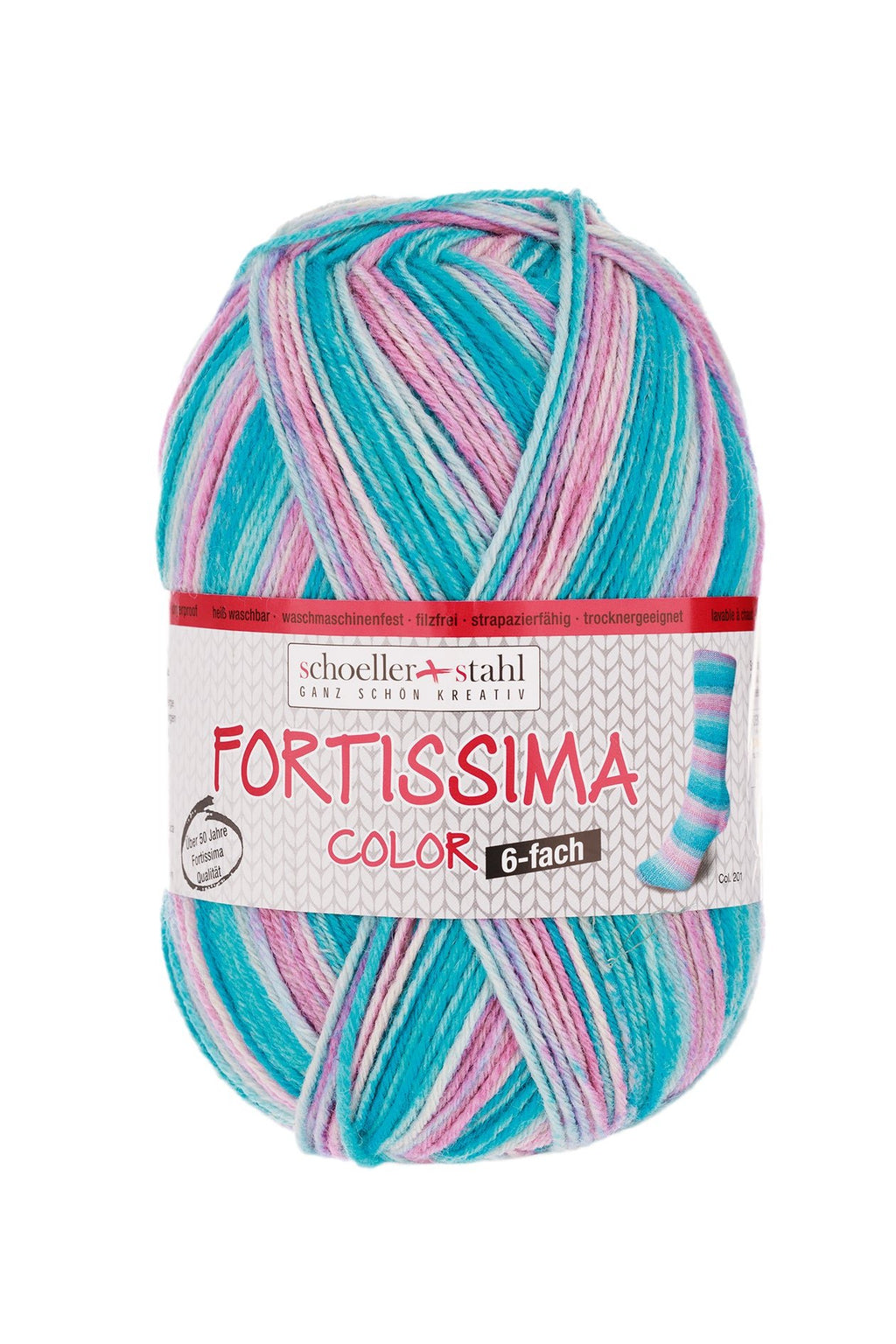 Fortissima 6 - fach bunte Sockenwolle 150g | Farbe 201 - IRIS - rebecca - online.de