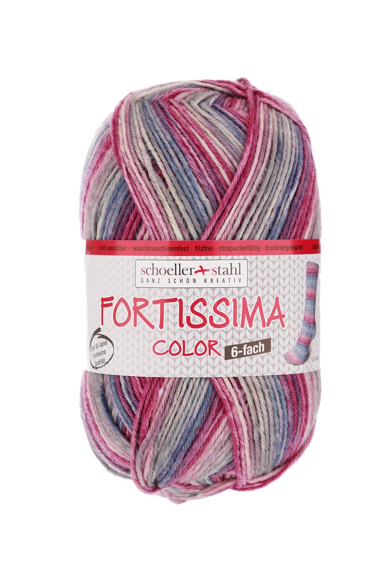 Fortissima 6 - fach bunte Sockenwolle 150g | Farbe 202 - ERIKA - rebecca - online.de