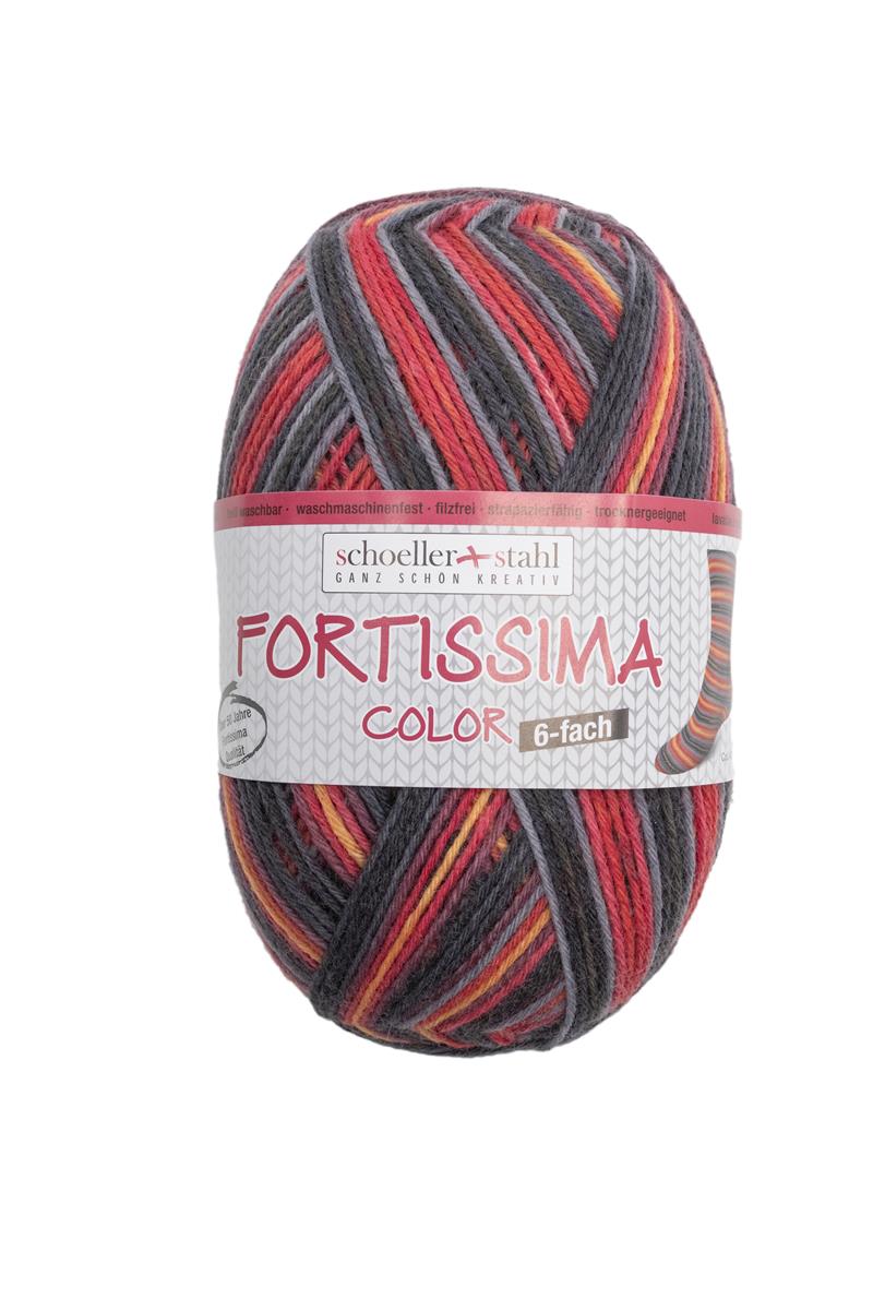 Fortissima 6 - fach bunte Sockenwolle 150g | Farbe 473 - GRANAT - rebecca - online.de