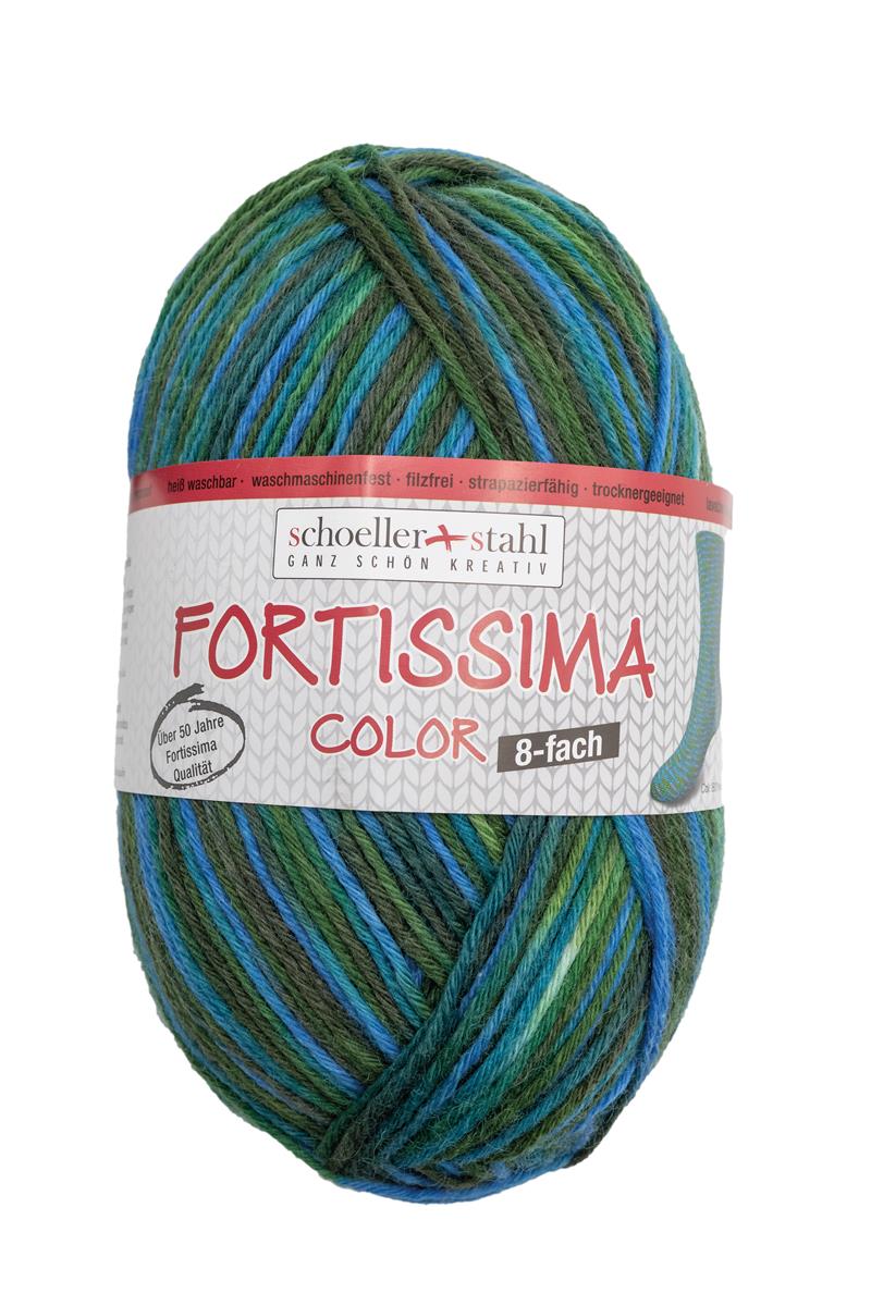 Fortissima 8 - fach bunte Sockenwolle 150g | Farbe 801 - WALD - rebecca - online.de