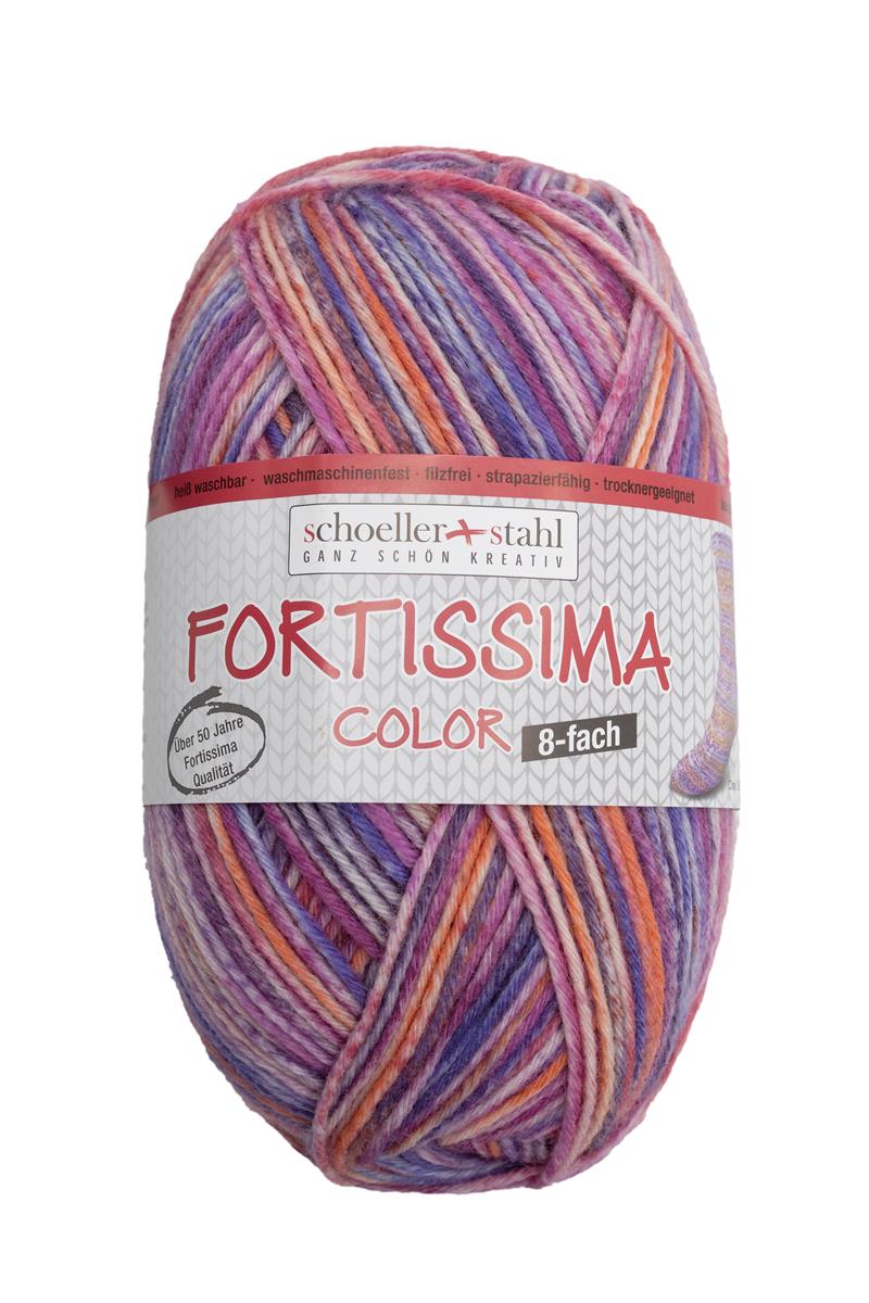 Fortissima 8 - fach bunte Sockenwolle 150g | Farbe 807 - ABENDROT - rebecca - online.de