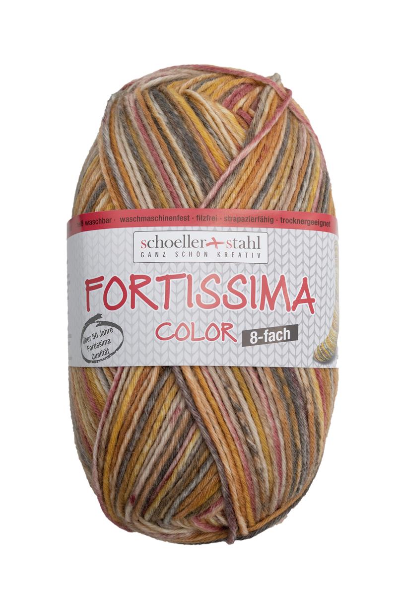 Fortissima 8 - fach bunte Sockenwolle 150g | Farbe 808 - HASELNUSS - rebecca - online.de