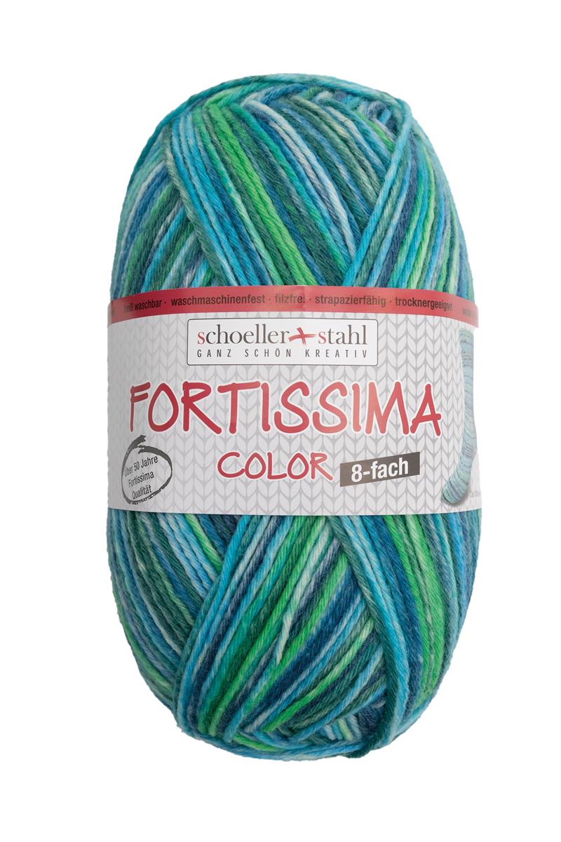 Fortissima 8 - fach bunte Sockenwolle 150g | Farbe 809 - SEE - rebecca - online.de