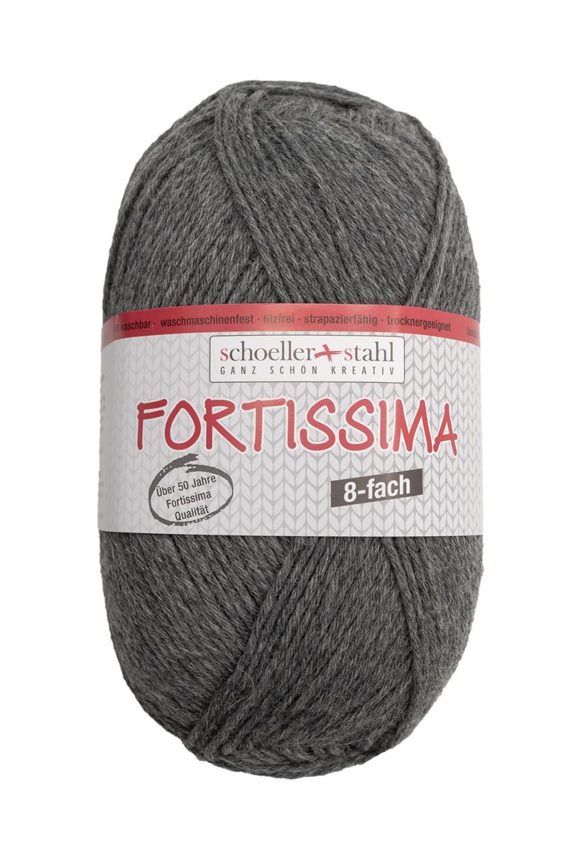 Fortissima 8 - fach Sockenwolle 150g | Farbe 8057 - MITTELGRAU - MELIERT - rebecca - online.de