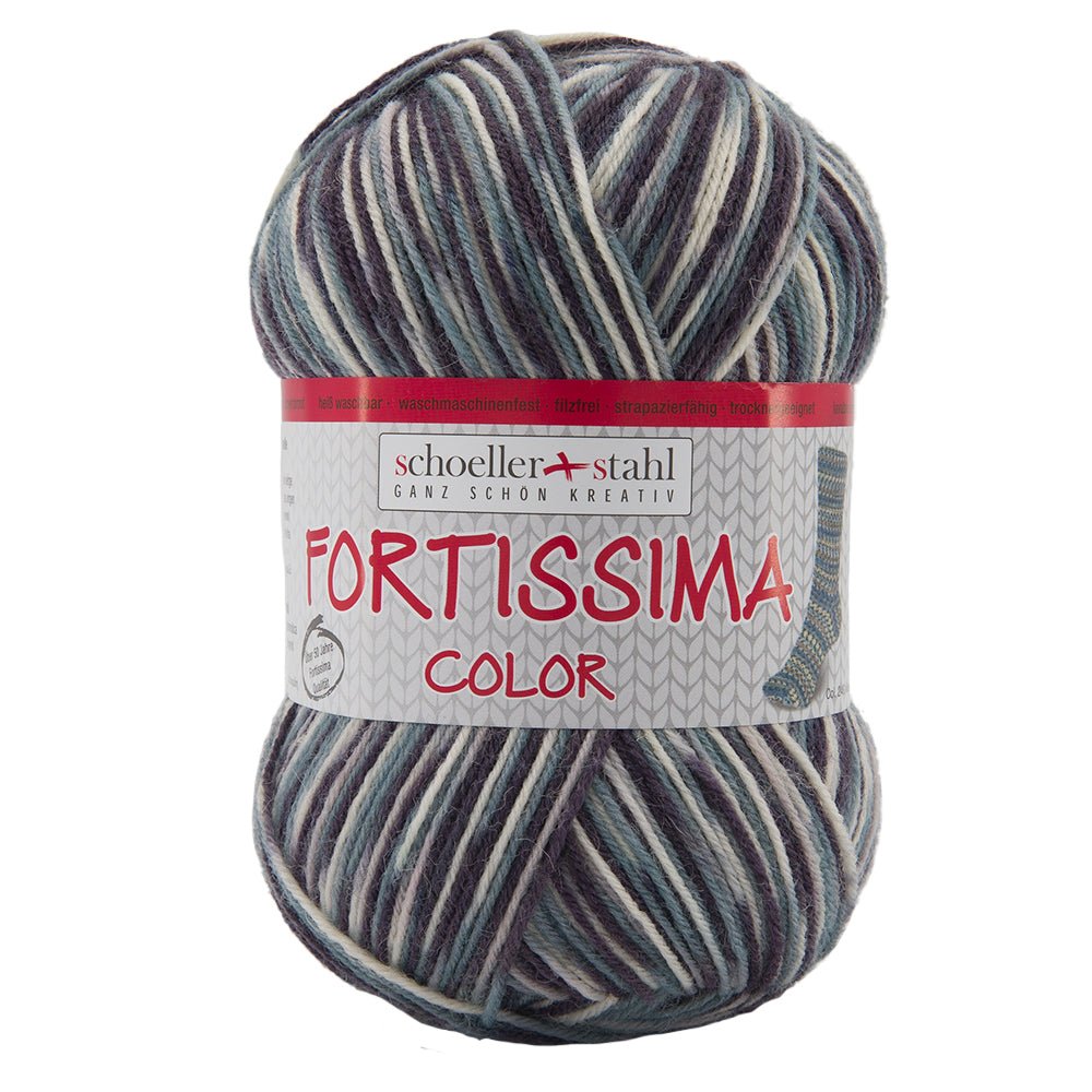 Fortissima bunte 4 - fach Sockenwolle | Farbe 2407 - GREY - rebecca - online.de