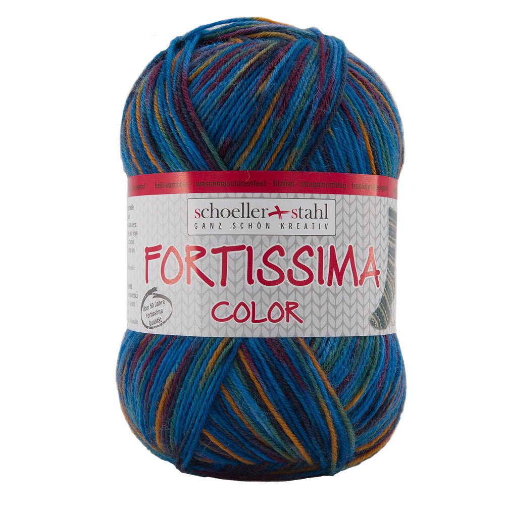 Fortissima bunte 4 - fach Sockenwolle | Farbe 2410 - JEANS - rebecca - online.de