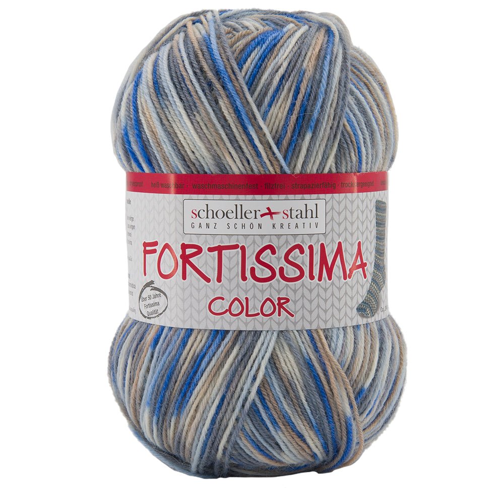 Fortissima bunte 4 - fach Sockenwolle | Farbe 2439 - WOLKE - rebecca - online.de
