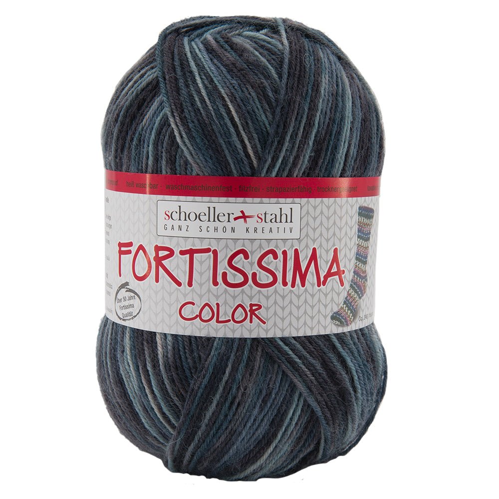 Fortissima bunte 4 - fach Sockenwolle | Farbe 2445 - STEIN - rebecca - online.de
