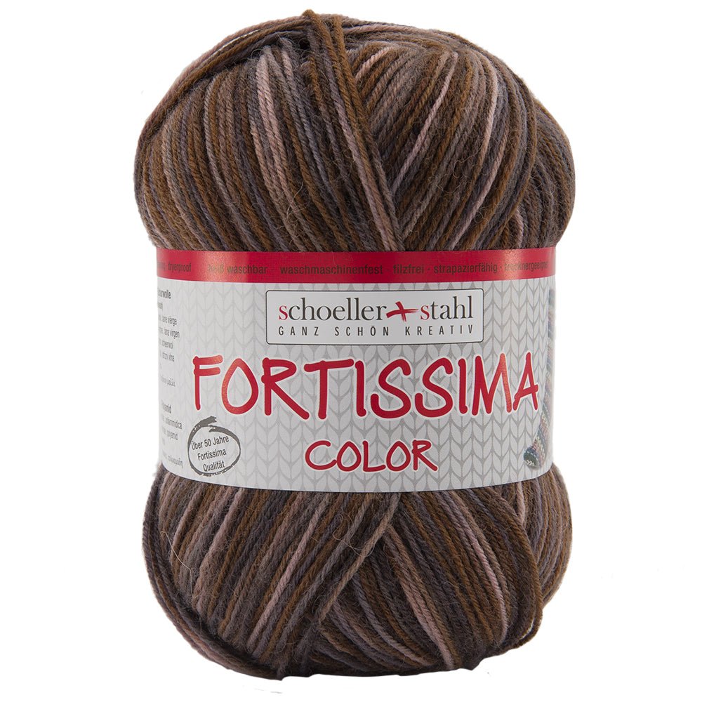 Fortissima bunte 4 - fach Sockenwolle | Farbe 2446 - TAUPE - rebecca - online.de