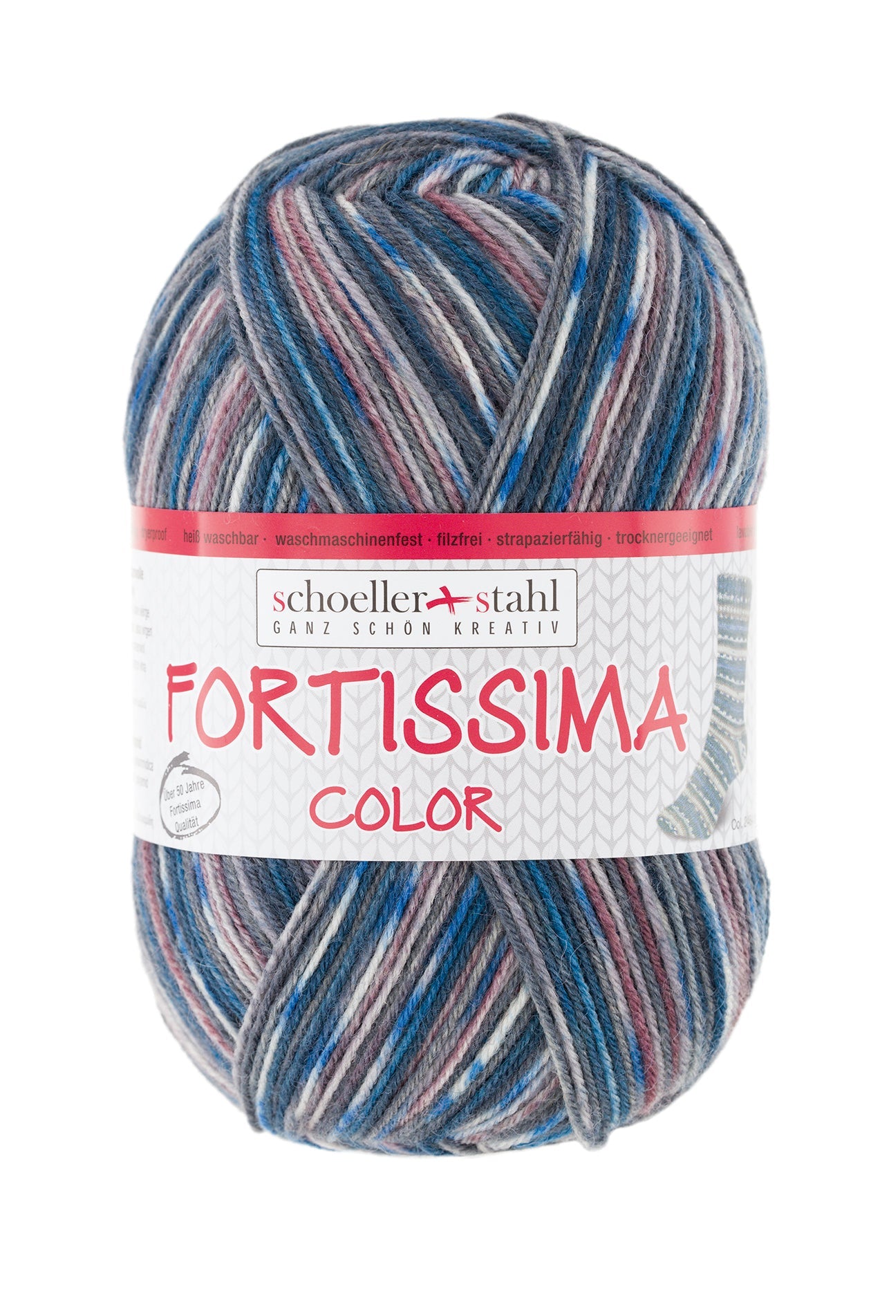 Fortissima bunte 4 - fach Sockenwolle | Farbe 2484 - FARMER - rebecca - online.de