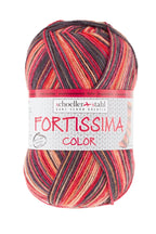 Fortissima bunte 4 - fach Sockenwolle | Farbe 2486 - LAVA - rebecca - online.de