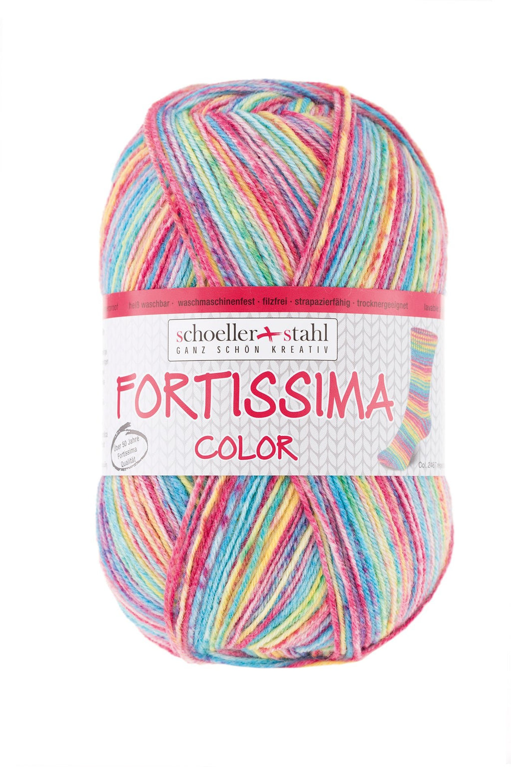 Fortissima bunte 4 - fach Sockenwolle | Farbe 2487 - REGENBOGEN - rebecca - online.de