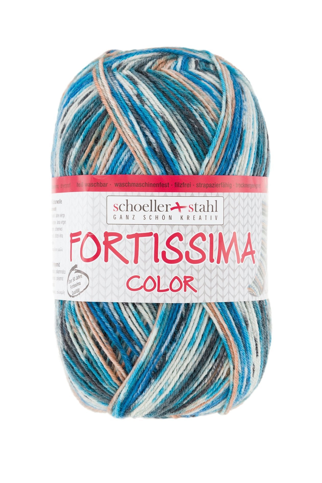 Fortissima bunte 4 - fach Sockenwolle | Farbe 2490 - EICHELHAEHER - rebecca - online.de