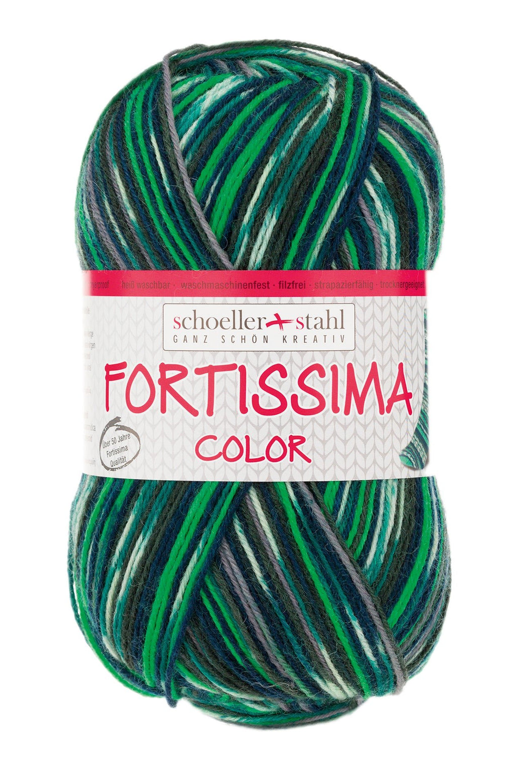 Fortissima bunte 4 - fach Sockenwolle | Farbe 2495 - GRAS - rebecca - online.de