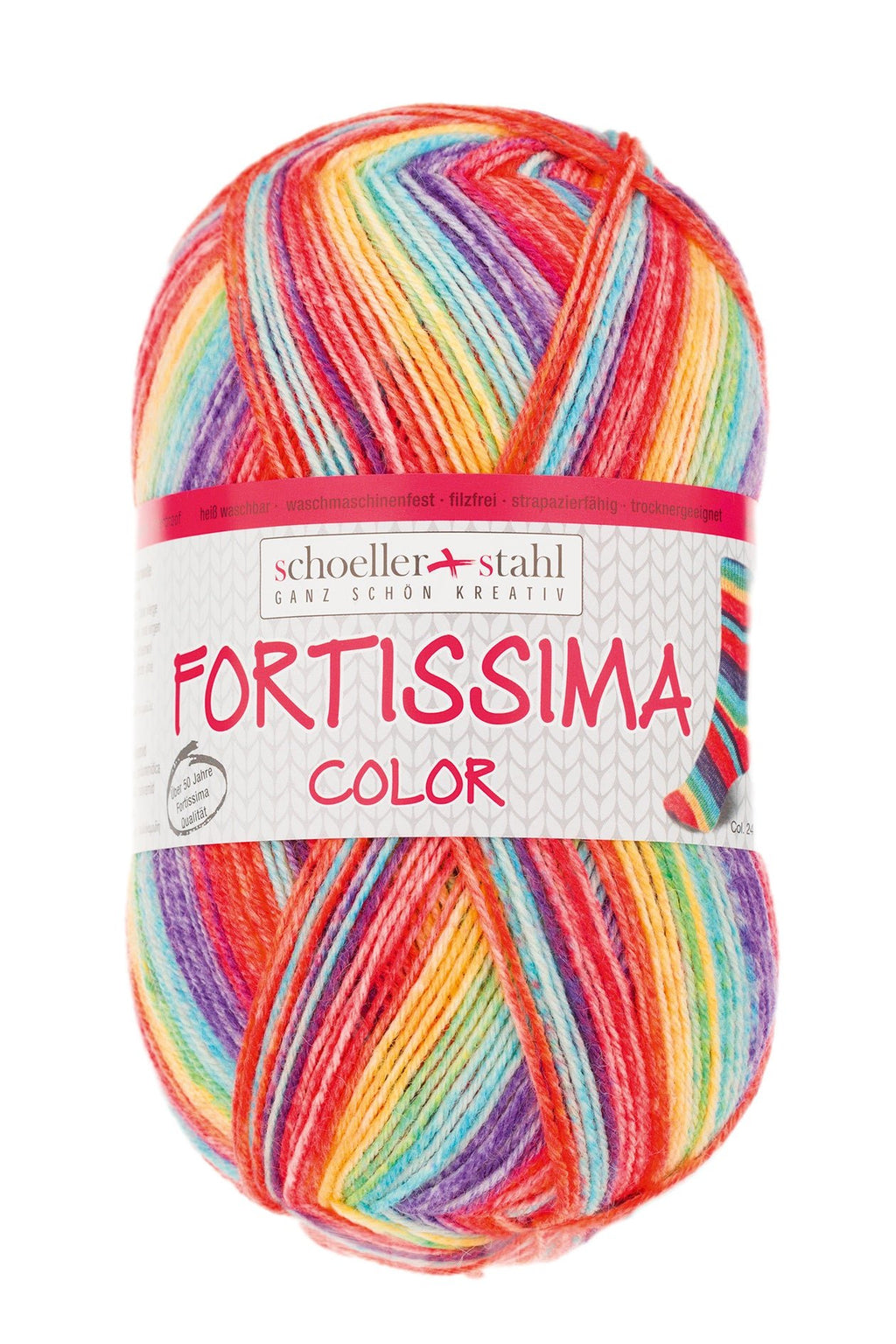 Fortissima bunte 4 - fach Sockenwolle | Farbe 2498 - MANGO - rebecca - online.de